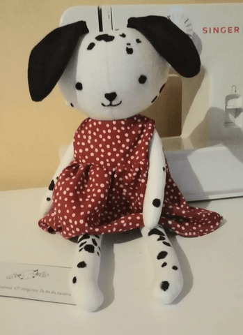 dalmatian dog doll made with studio seren sewing pattern