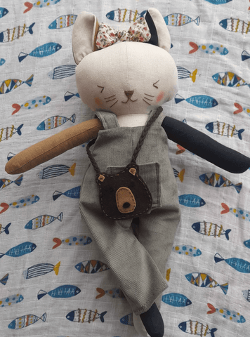 cat doll made with studio seren sewing pattern
