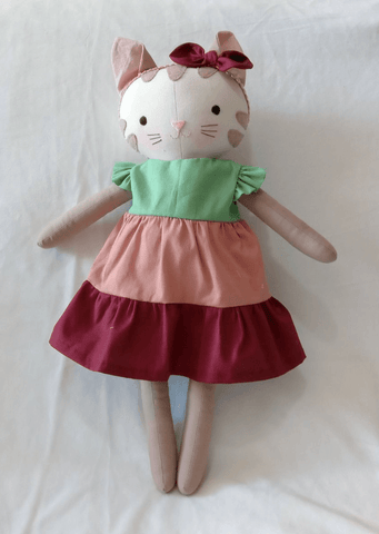 handmade cat doll made with studio seren sewing pattern