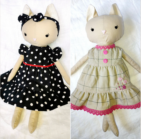 handmade cat doll made with studio seren sewing pattern