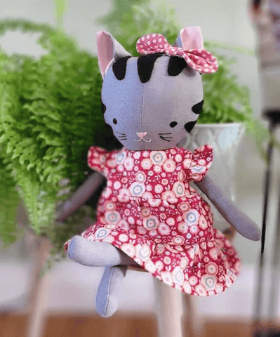 cat doll made with studio seren sewing pattern