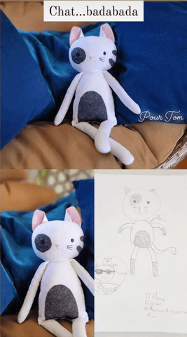 handmade cat doll made with studio seren sewing pattern