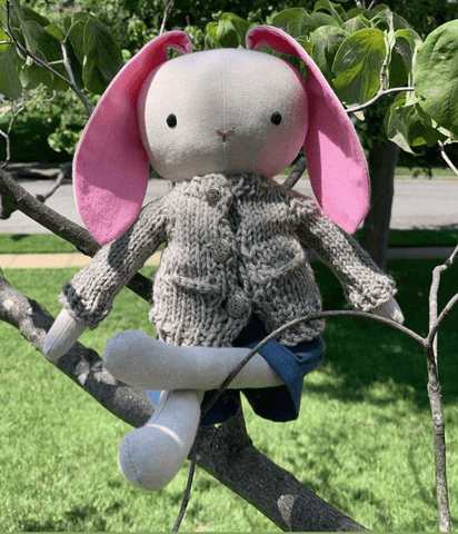 handmade bunny doll made with studio seren sewing pattern