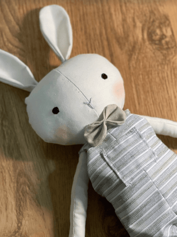 handmade bunny doll made with studio seren sewing pattern