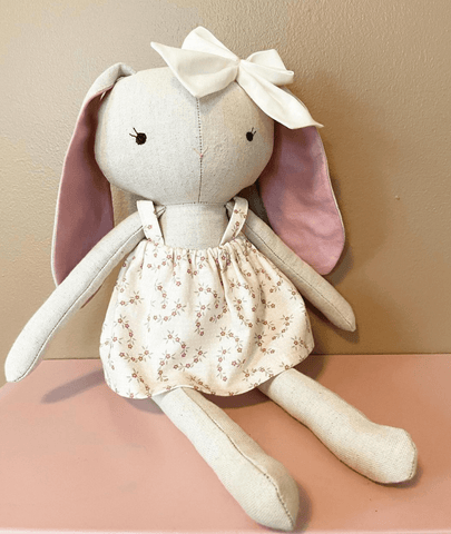 handmade bunny doll made with studio seren bunny sewing pattern