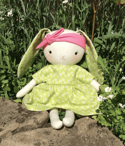 handmade bunny doll made with studio seren sewing pattern