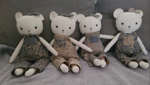 handmade bear dolls made with studio seren bear sewing pattern