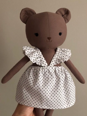 handmade teddy bear made with studio seren bear sewing pattern