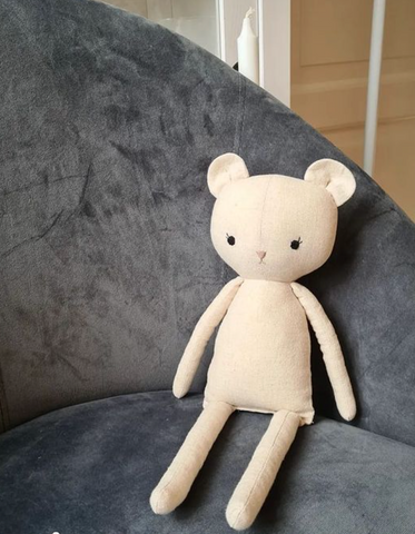 handmade bear doll made with studio seren teddy bear sewing pattern