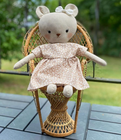 handmade bear doll made with studio seren sewing pattern