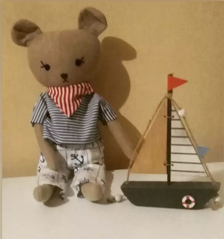 handmade teddy bear made with studio seren bear sewing pattern