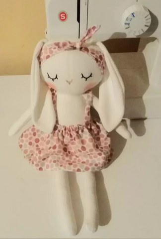 handmade bunny doll made with studio seren sewing pattern