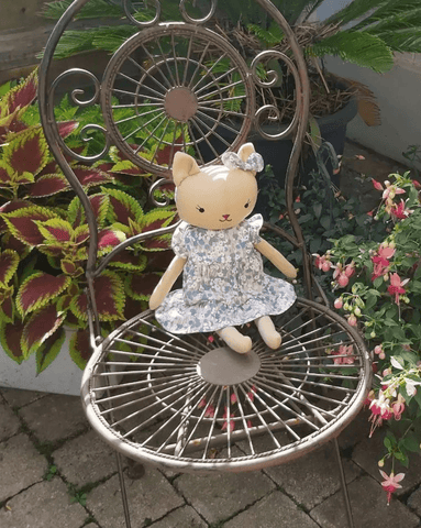 handmade cat doll made with studio seren cat sewing pattern