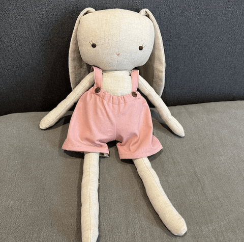 handmade bunny doll made with studio seren bunny sewing pattern