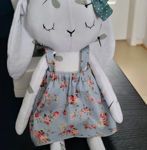 handmade bunny doll made with studio seren bunny sewing pattern