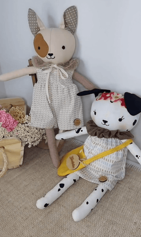 handmade dog dolls made with studio seren dog sewing pattern