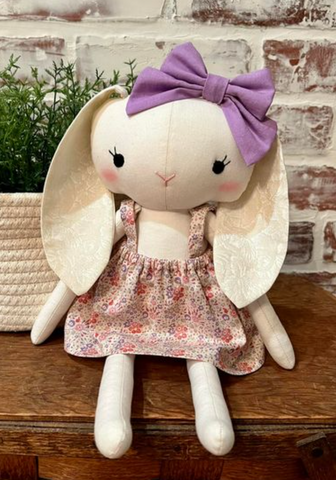 handmade bunny doll made with studio seren bunny sewing pattern