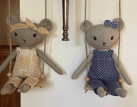 handmade teddy bear dolls made with studio seren sewing pattern