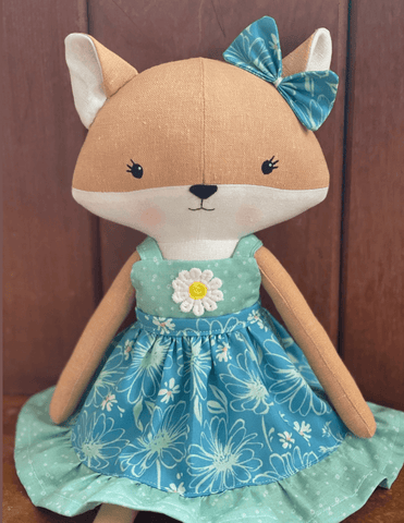 handmade fox doll made with studio seren fox sewing pattern