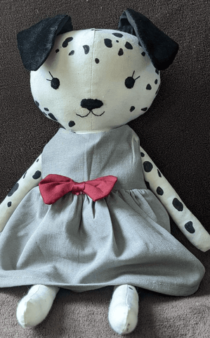 handmade dog doll made with studio seren dog sewing pattern