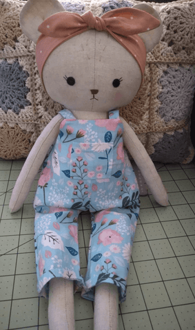 handmade teddy bear doll made with studio seren teddy bear sewing pattern