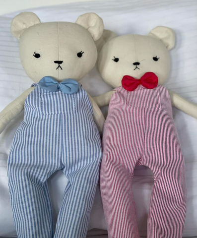 handmade bear dolls made with studio seren teddy bear sewing pattern