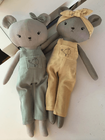 handmade bear dolls made with studio seren teddy bear sewing pattern