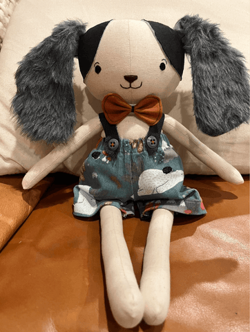 handmade dog dolls made using studio seren dog sewing pattern