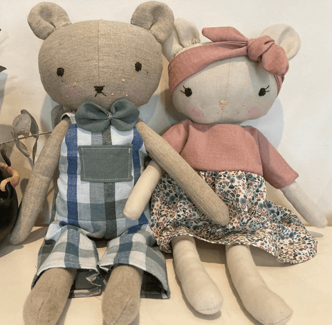 handmade teddy bear dolls made with studio seren teddy bear sewing pattern