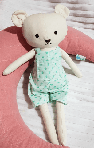 handmade bear doll made with studio seren sewing pattern