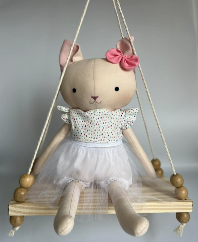 handmade cat doll made with studio seren cat sewing pattern