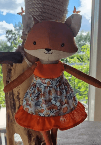 handmade fox doll made with a studio seren fox doll sewing pattern