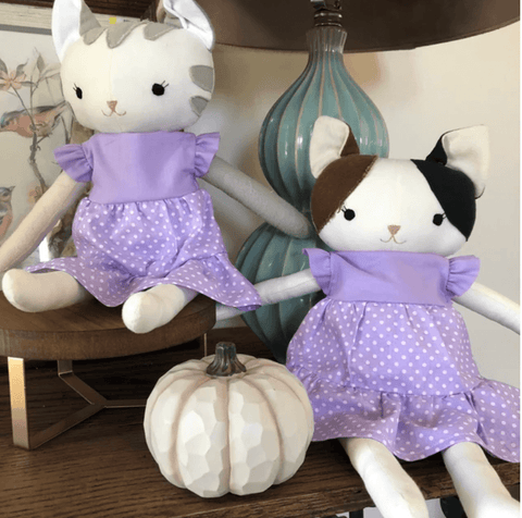 handmade cat doll made with studio seren cat sewing pattern