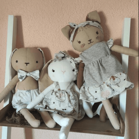 handmade dolls made with studio seren stuffed animal sewing patterns