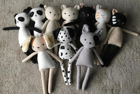 handmade animal dolls made with studio seren patterns