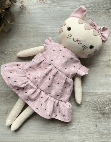 handmade cat doll made with studio seren cat sewing pattern