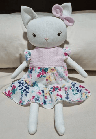 handmade cat doll made with studio seren sewing pattern