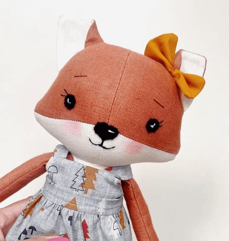 handmade fox doll made using a studio seren fox sewing pattern