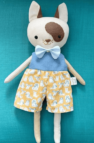 handmade dog doll made with studio seren dog sewing pattern