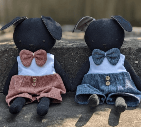 handmade dog doll made with studio seren dog sewing pattern