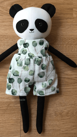 panda doll made with studio seren teddy bear sewing pattern