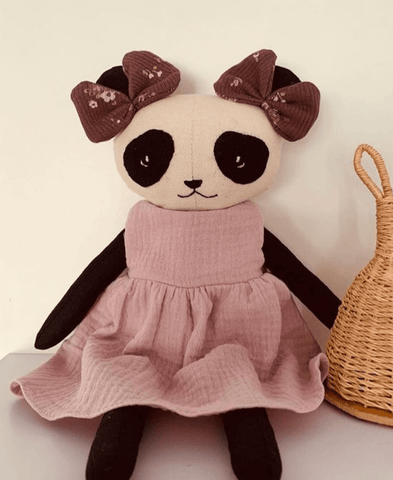 handmade panda doll made with studio seren pattern