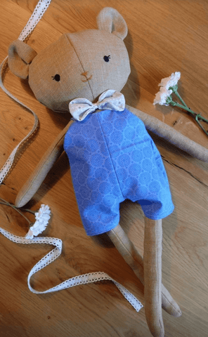 handmade bear doll made with studio seren bear sewing pattern