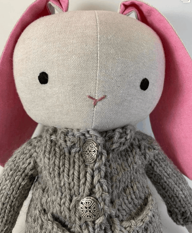 handmade bunny doll made with a studio seren bunny sewing pattern