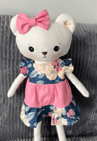 handmade teddy bear made with studio seren teddy bear sewing pattern