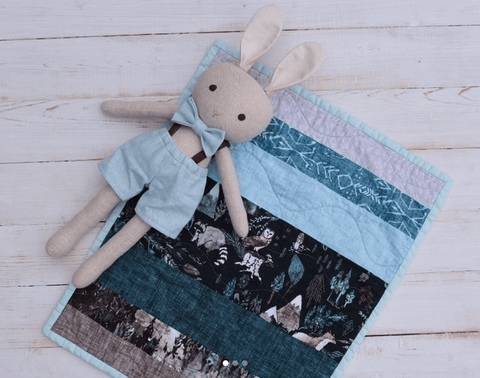 handmade bunny doll made with studio seren bunny sewing pattern