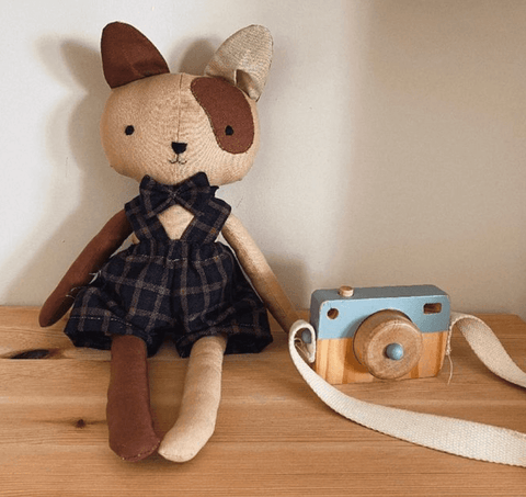 handmade dog doll made using studio seren dog sewing pattern