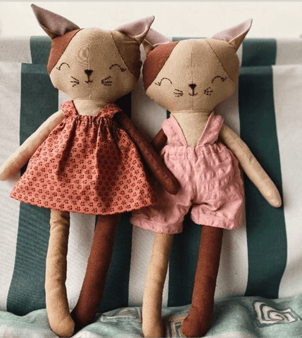 handmade cat dolls made with studio seren cat sewing pattern