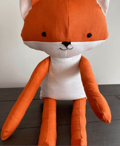 handmade fox doll made with studio seren fox sewing pattern