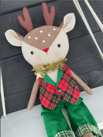 christmas deer doll made with studio seren deer sewing pattern